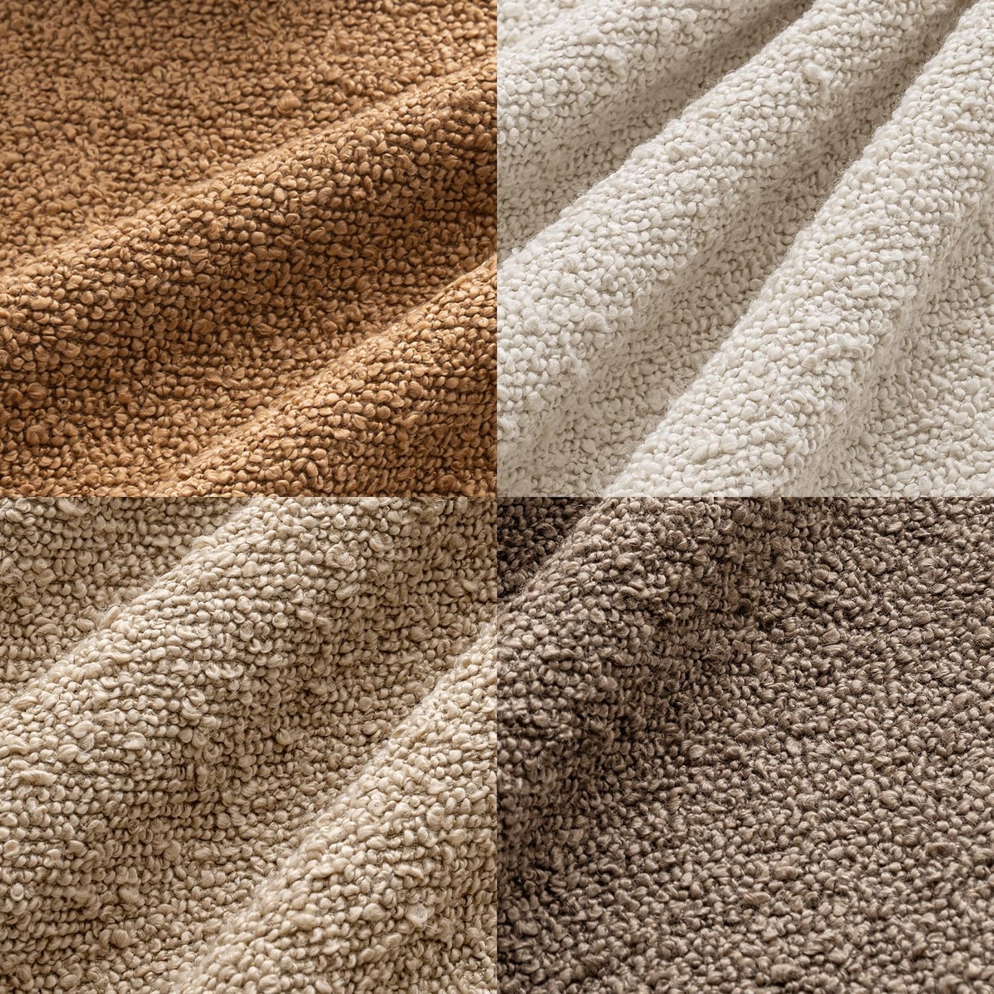 MIULEE Pack of 4 Decorative Textured Boucle Throw Pillow Covers 20x20 Inch Neutral Brown Accent Solid Pillow Cases Couch Cushion Covers for Modern Farmhouse Boho Chair Sofa Bed Livingroom Home Decor