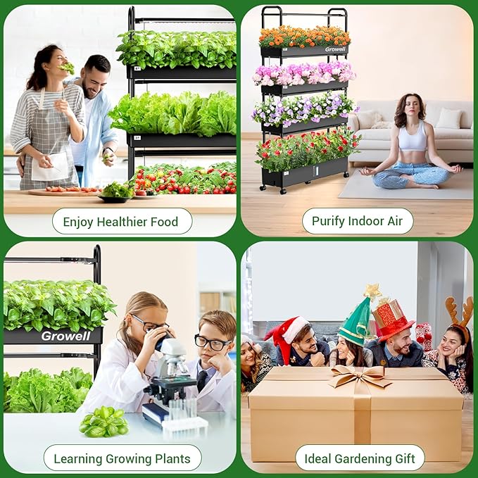 Large Hydroponics Growing System Kit, 120 Pods Vertical Hydroponic Garden with 2 Light Modes Grow Light, Auto Circulating Water System, 48L Indoor Gardening System for Herb Vegetable Fruit