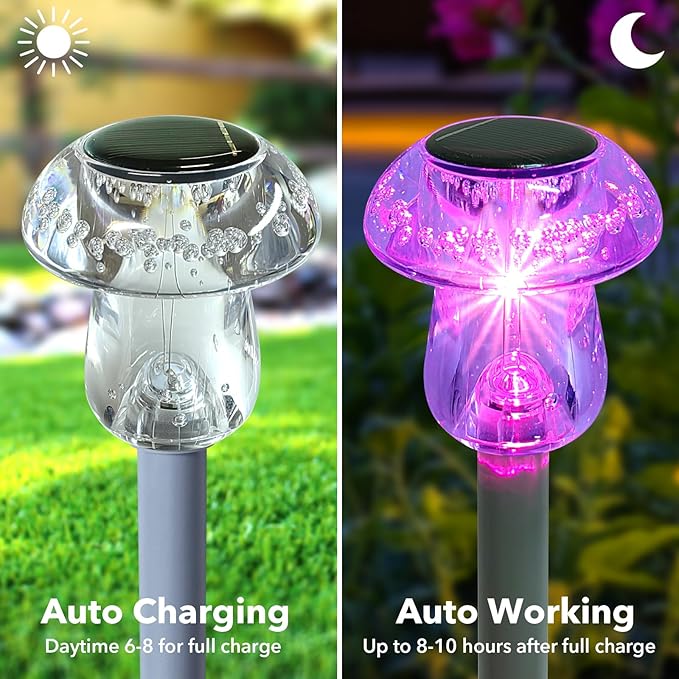 Solar Lights Outdoor, 16 Pack Mushroom Lights Outside Waterproof, Solar Powered LED Lighting for Garden, Yard, Landscape, Path, Pathway, Lawn, Walkway, Driveway, Backyard Decor (Color Changing)