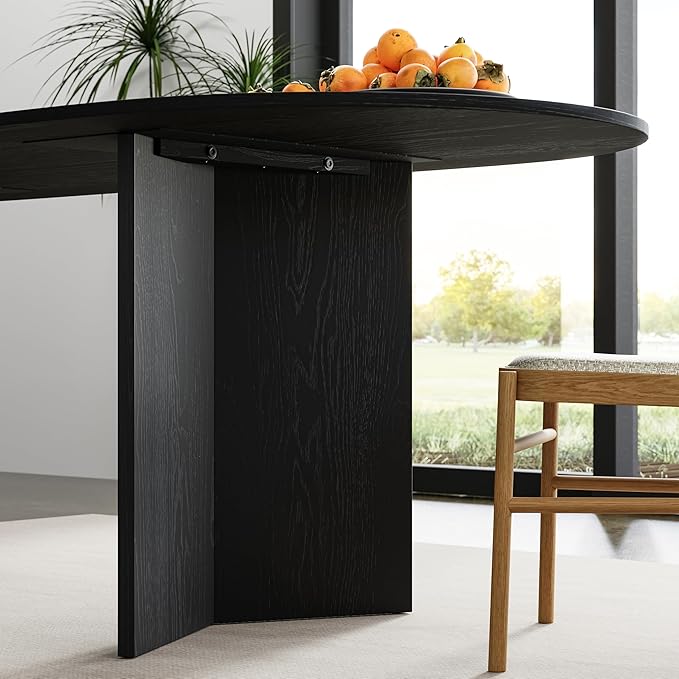 Casaphoria 67" Dining Table for 6, Wood Kitchen Table with Scratch-Resistant Top & V-Shaped Base, Modern Farmhouse Oval Dining Table for Living Room, Kitchen, Easy Assembly, Black