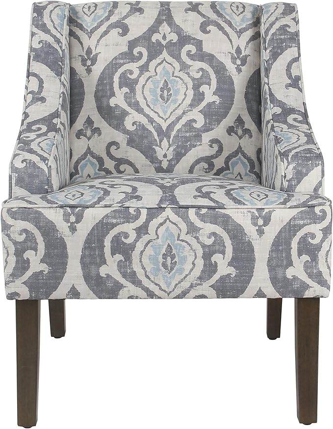 HomePop Velvet Swoop Arm Accent Chair, Suri Blue