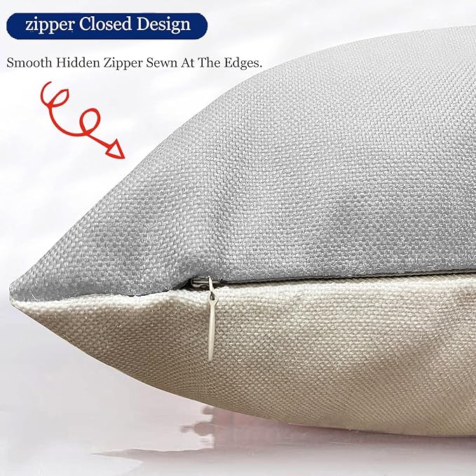 Decorative Throw Pillow Covers Set of 4 Grey Pillow Covers 20x20 inch Throw Pillows Linen Square Pillow Case,Farmhouse Outdoor Geometric Pillow Covers for Couch Sofa Living Room(Gray)