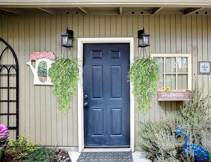 Toprooms Hanging Fake Plants,4 Pcs Faux Eucalyptus Leaf Greenery Vine Plant Faux Plants Fake Ivy Room Decor Home Garden Wedding Party Indoor Outdoor Decorations (White 4P)