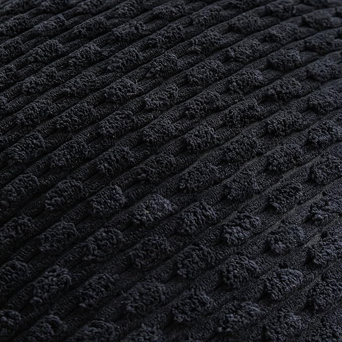 Set of 4 Black Decorative Throw Pillow Covers 18x18 Inch Corduroy Pillow Covers for Bed Couch Sofa Living Room Soft Square Cushion Cases