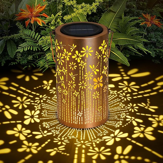 Solar Lantern Outdoor Lamp Waterproof Decorations Garden Decor, Christmas Birthday Gifts for Women, Mom, Grandma Decorative Garden, Yard, Patio, Lawn, Porch - Dragonfly