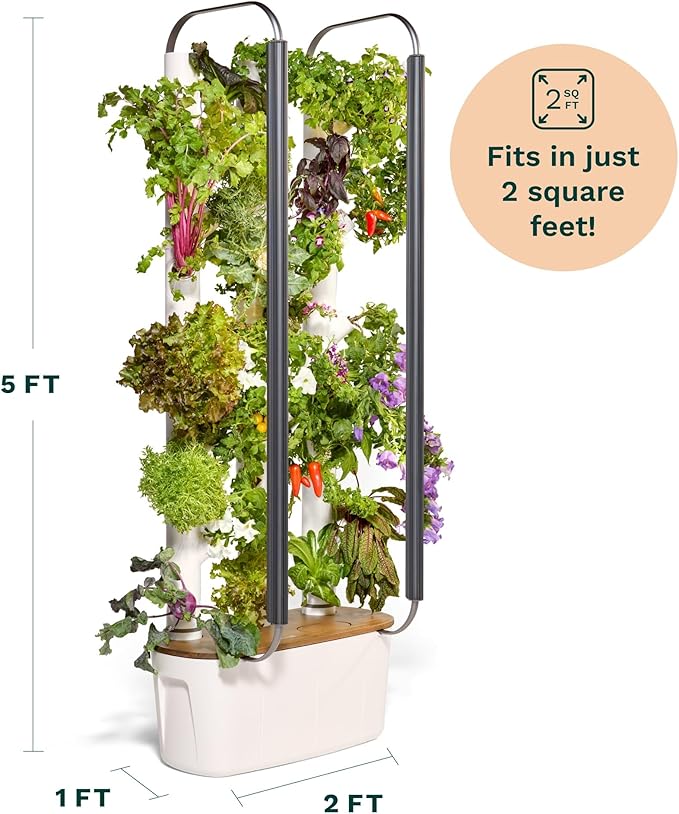 Gardyn Home 4 Vertical Hydroponics Growing System Kit - 30 Non-GMO Plants, Herbs, Vegetables - Smart Tower Garden Hydroponic Herb Garden Planter Indoor Kit - Indoor Gardening System w/LED Grow Lights