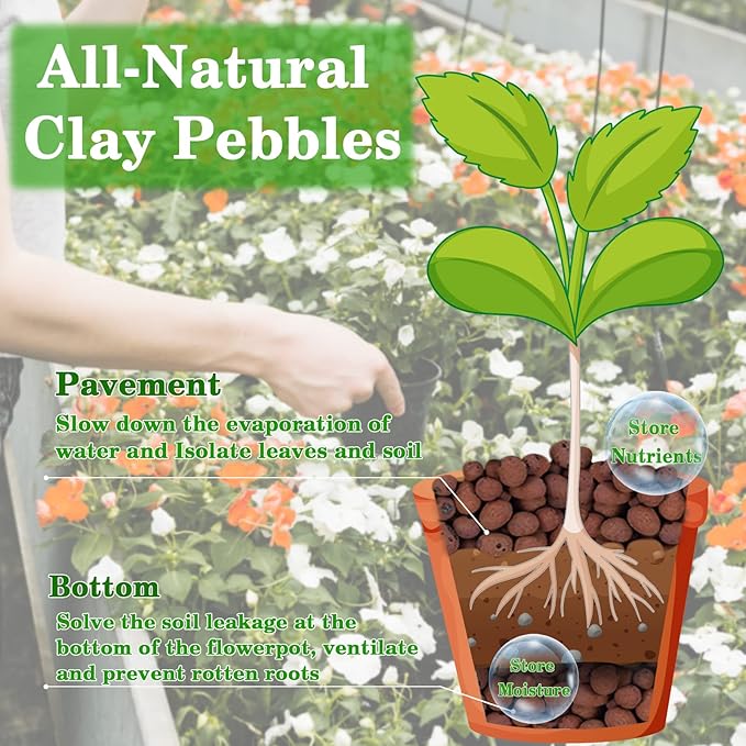 Legigo 4 LB Organic Leca Clay Pebbles for Plants, 4mm-16mm 100% Natural Leca Balls for Indoor Plants, Hydroton Clay Pebbles for Plants Hydroponic Aquaponics Growing Orchid Drainage Terrarium