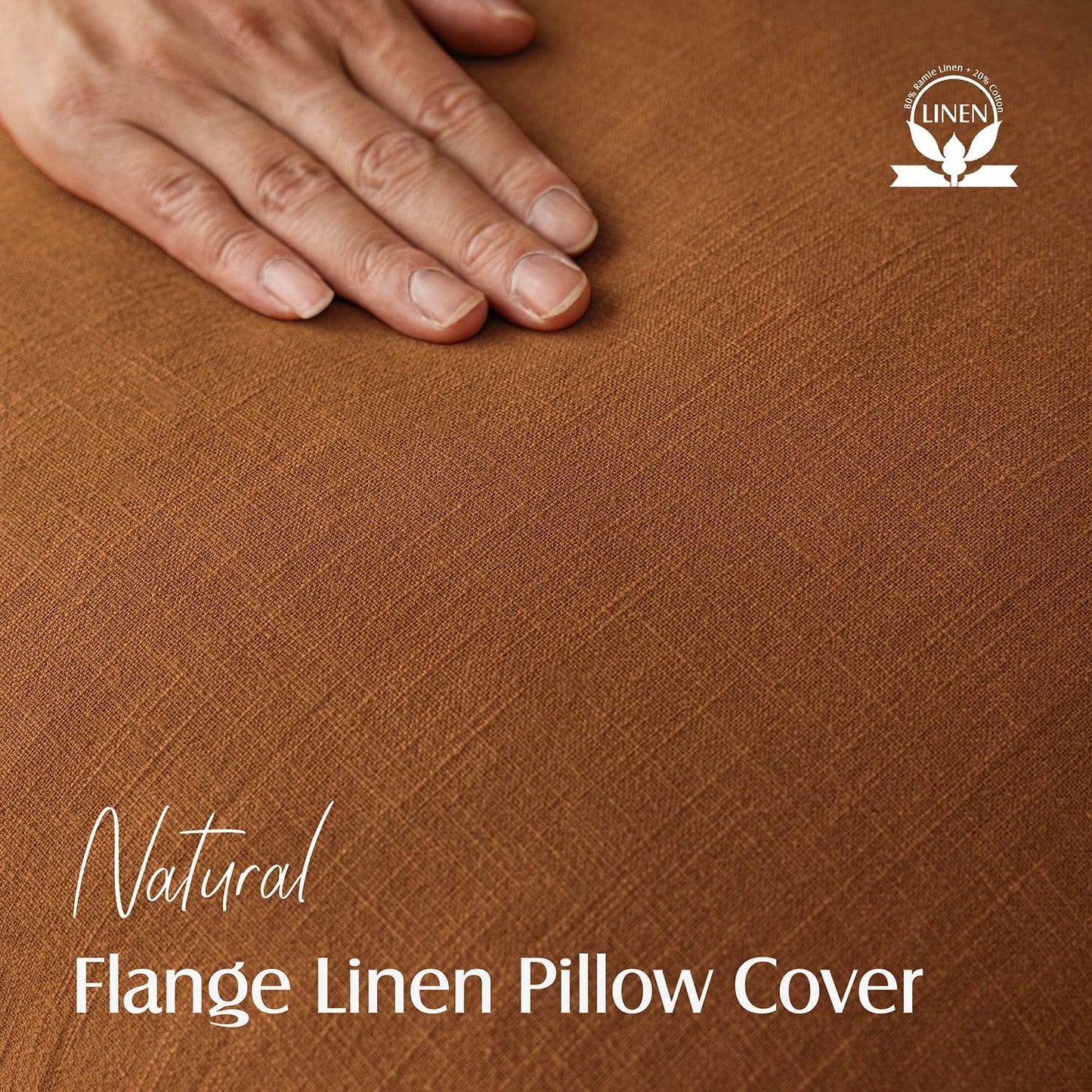 Foindtower Set of 2, Decorative Linen Soild Throw Pillow Covers Soft Accent Euro Cushion Case Boho Farmhouse Pillowcase for Chair Couch Sofa Bedroom Living Room Home Decor 20 x 20 Inch Autumn Orange