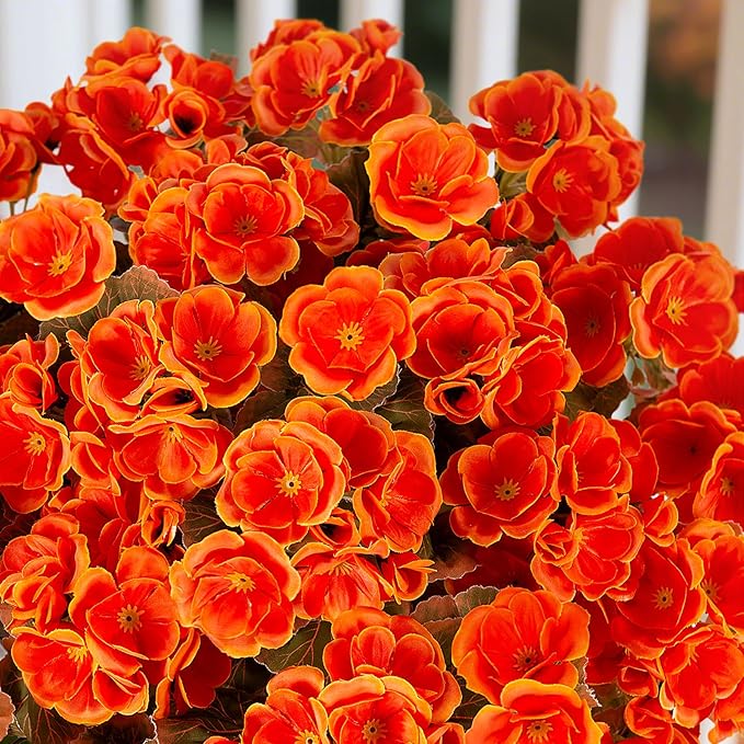 Fake Fall Flowers Artificial for Outdoors Decoration, 6 Bundles Faux Geranium Silk Flower Outside UV Resistant No Fade Artificial Floral for Home Garden Balcony Indoor Table Centerpieces Decor