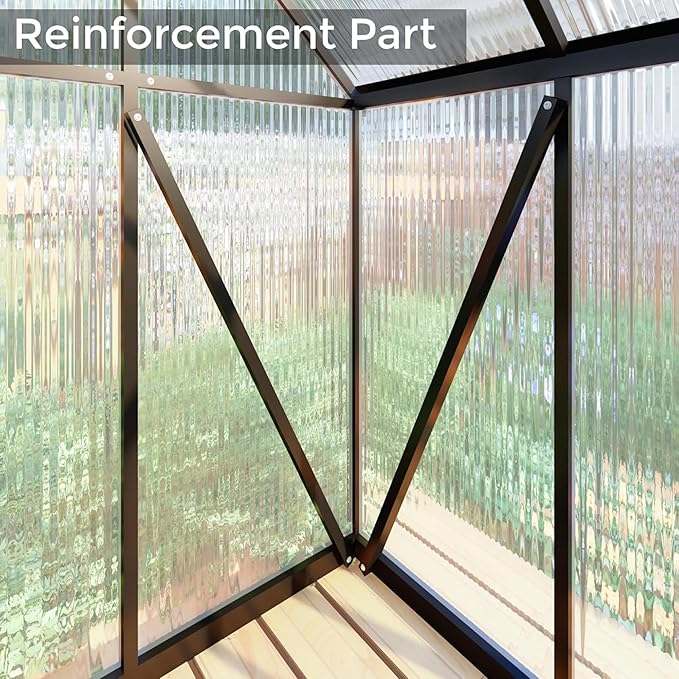 6 x 6 FT Greenhouse for Outside,Aluminum Walk-in Greenhouse,Dark Gray