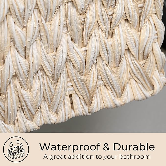 GRANNY SAYS Wicker Storage Baskets for Shelves, Waterproof Wicker Baskets for Organizing, Woven Basket for Shelves, Decorative Basket for Entryway, Butter Milk