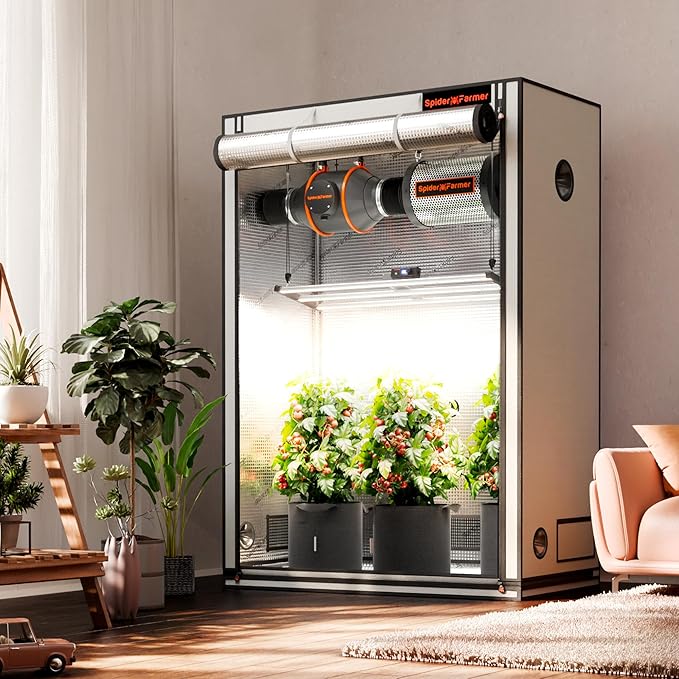 Spider Farmer Pro Series 4.6x2.3x6.6 Grow Tent, 55"x28"x80" with Roll-up Door, Observation Window Floor Tray, 2000D Thicken Mylar Canvas, 4x2 for Hydroponic Indoor Growing for SF2000, SE4500, G4500