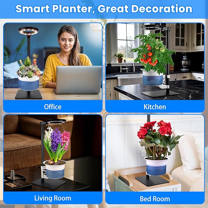 Smart Venus Fly Trap Terrarium Kit with Grow Light Timer & Metal Stand, African Violet Pots Self Watering Planter for Cactus,Herbs,Carnivorous Plants, Christmas Birthday Gifts for Women Garden Lover