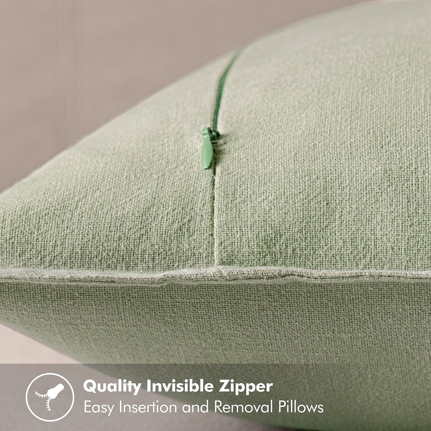 MIULEE Decorative Linen Pillow Covers 20x20 Inch Light Green Boho Farmhouse Neutral Couch Throw Pillows for Bed Pack of 2 Accent Modern Pillowcase Summer Sofa Livingroom Home Decor