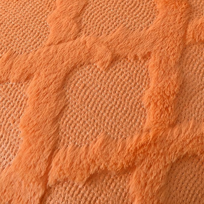 Set of 2 Soft Moroccan Throw Pillow Covers 22x22 Inch Plush Boho Decorative Pillow Cover Accent Cushion Case for Couch Sofa Bed, Orange
