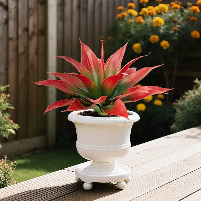 Artificial Agave Faux Agave Fake Greenery 18In Outdoor Artificial Plant Fake Plant for Indoor Home Decoration Plastic Plant Outdoor Decoration Front Porch Decor Simulation Plants 2Pack（Red）