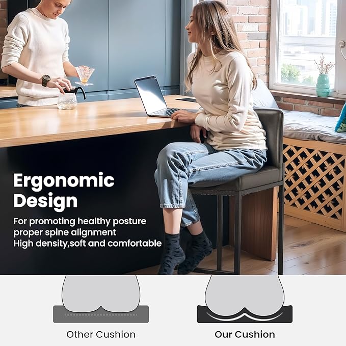 PHI VILLA Bar Stools Set of 2 - Counter Height 24'' Bar Stool Pu Leather Kitchen Modern Bar Chairs, Bar Stools with Back