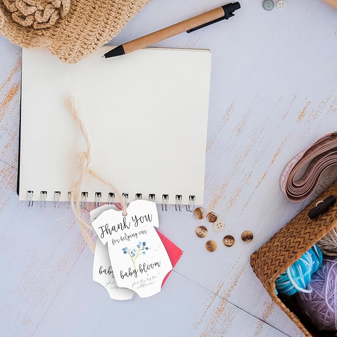 Plantable Onesie Seed Paper – 15 Blue Baby Shower Favors for Guests with Wildflower Seeds, Baby Shower Gifts for Guest