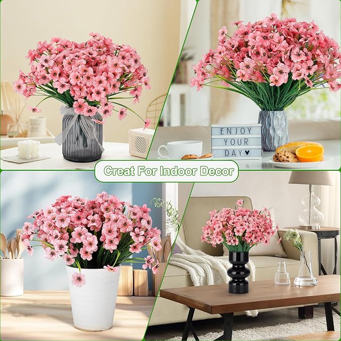 20 Bundles Artificial Flowers for Outdoors or Indoor Garden Home Decoration,No Fade Fake Flowers Faux Plants for Decoration Hanging Planters,Porch Window Box Garden Wedding Farmhouse Fake Plants