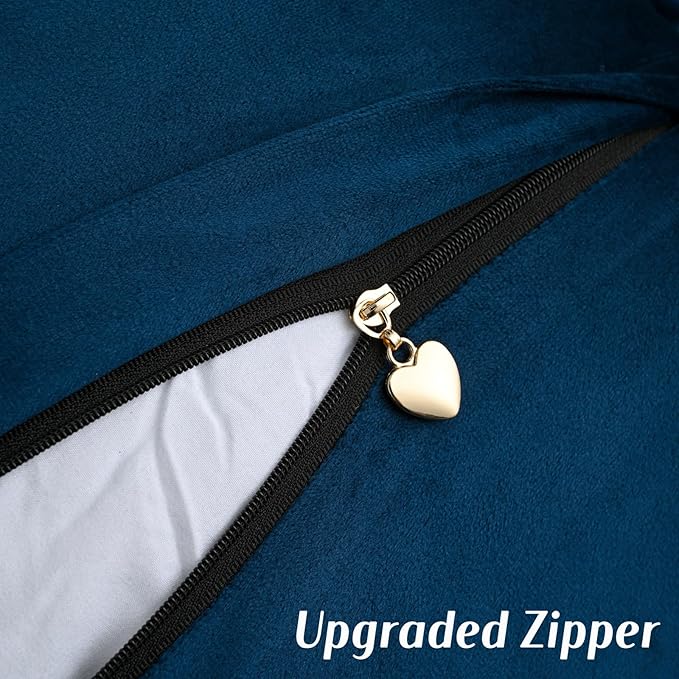 FUTEI Navy Blue Chenille Throw Pillow Covers 24x24 Inch Set of 2,Soft Cozy Bound Edge Design European Cushion Cover,Home Decor for Couch Bed Living Room