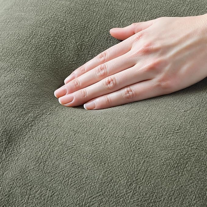 MIULEE Decorative Throw Pillow Covers Neutral Linen Fringe Throw Pillows Set of 2 Light Olive Green Boho Farmhouse Cushion Covers for Couch Sofa Bed Living Room Spring Home Decor 20x20 Inch