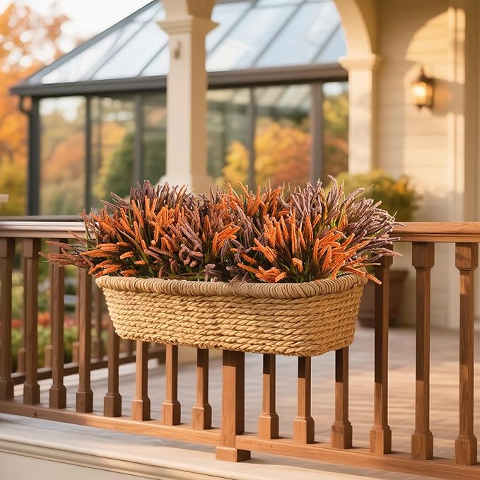 Artificial Fall Flowers for Outdoors - 6 Bundles UV Resistant Fake Plans Plastic Faux Fall Plants Arrangement, No Fade Outdoor Decor for Porch Garden Yard Home (Autumn Colors)