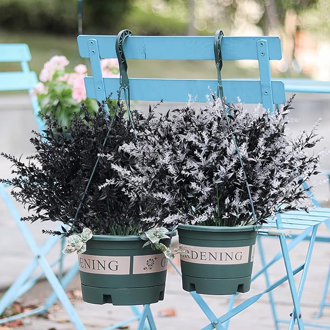 RECUTMS Artificial Plants Outdoor Artificial Outdoor Flowers UV Flowers Outdoor Artificial Greenery for Flower Arrangements Indoor Outside Hanging Plants Garden Porch Window Home Farmhouse Décor(B+W)