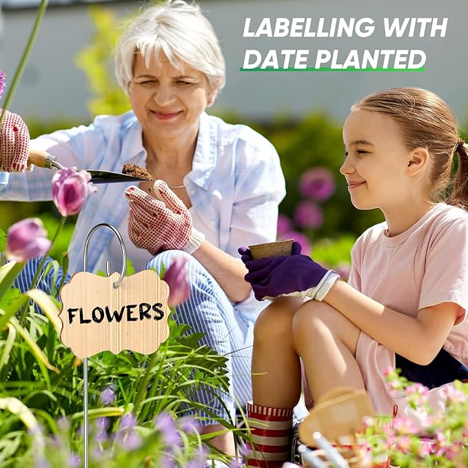 50pcs Bamboo Plant Labels Plant Tags Garden Signs Markers with Stainless Steel Stake and Pen Decorative Wood Garden Labels Plant Sign Tags for Flowers Vegetables Herbs Potted Plants Seed