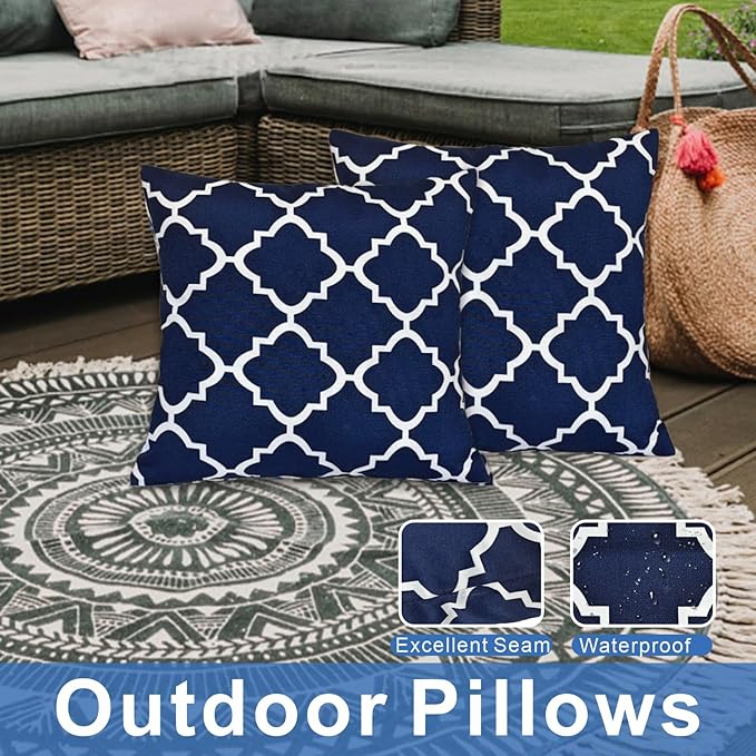 JMGBird Outdoor Pillows, Water Resistance Throw Pillows with Inserts,18x18 Inch,Pack of 2