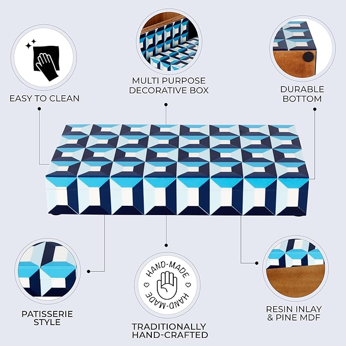 Handicrafts Home Handmade Patisserie Collection Decorative Jewelry Box Organizer – Keepsakes, Trinkets, and Home Decor – Antique Coffee Table Storage, Memory Box, Farmhouse Style Decor Modern, 12x6x2