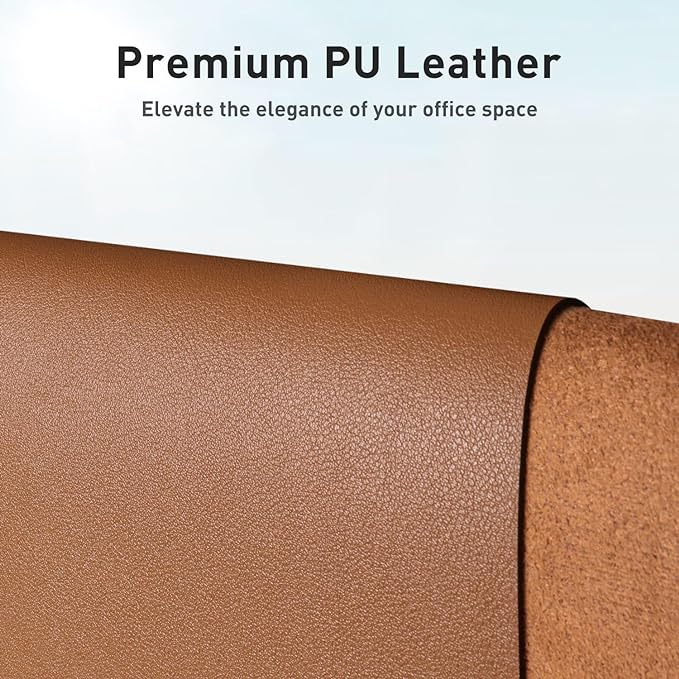 Aothia Leather Desk Pad Protector, Mouse Pad, Office Desk Mat, Non-Slip PU Leather Desk Blotter, Laptop Desk Pad, Waterproof Desk Writing Pad for Office and Home (Brown,31.5" x 15.7")