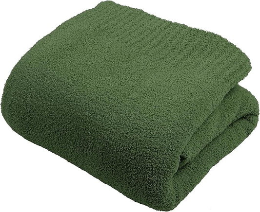 JOOJA Dark Green Blanket Warm Queen Size Fuzzy Knitted Oversized Luxury Bed Blankets, Soft Throw for Bed, Lightweight Plush for Cozy Nights (Dark Green, 90x90)