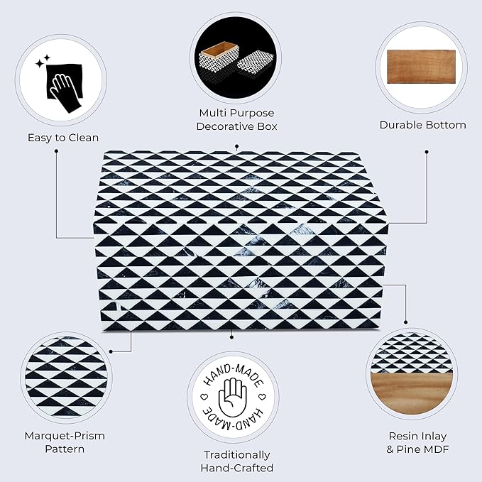 Handicrafts Home Handmade Marquet Prism Collection Decorative Jewelry Box Organizer – Keepsakes, Trinkets, and Home Decor – Antique Coffee Table Storage, Memory Box, Farmhouse Style Decor, 10x5x5