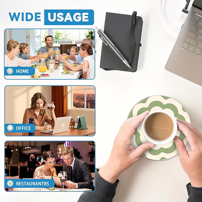 Drinks Coasters Set of 4, Groovy Wave Pattern Round 4" Cup Coasters, Absorbent Ceramic Stone Coasters with Cork Base, Cute Coasters for Table Home Décor, Ideal Gifts for Women Men