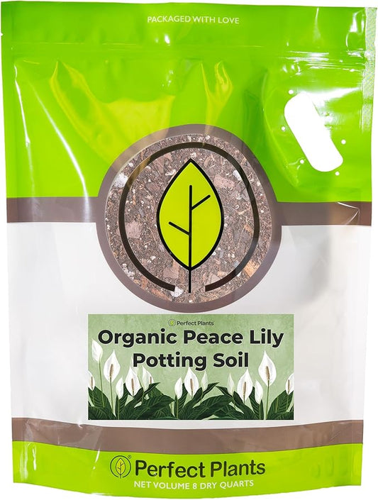 Organic Peace Lily Potting Soil by Perfect Plants | Organic Premium Mix | Use with Peace Lily, Pothos, or Other House Plants (8qt)