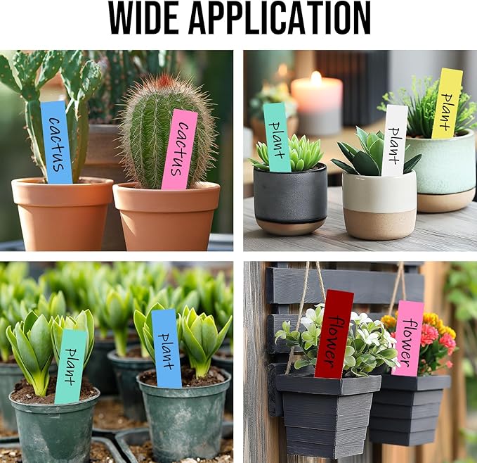 Plant Labels 120 Pcs Yuanling for Seeding Plastic Waterproof Plant Name Tags Garden Labels Marker Garden Pots Stakes for Outdoor Potted Plants Belt Permanent Marking Pen (6 Colors)
