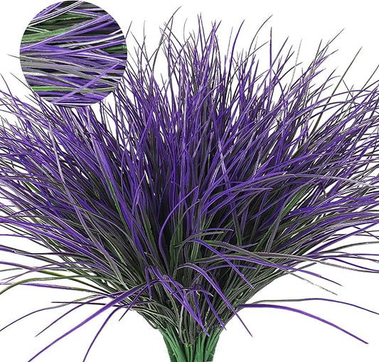 RECUTMS Fake Outdoor Plants, Fake Plants Artificial Grass Plants Fake Bushes Faux Shrubs Wheat Grass Purplish Red Artificial Plants Outdoor UV Resistant for Garden Porch Yard Home Decor(Purple)
