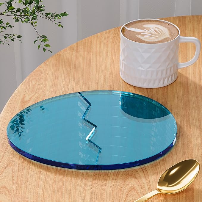 Acrylic Coaster Decorative Plates,Office Desk Accessories, Clear Dinosaur Egg Shape Coffee Cup Decor, Perfect for Tabletop Protection and Display.