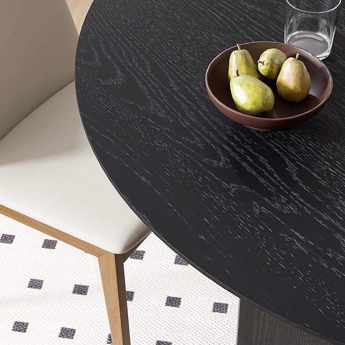 Casaphoria 79" Large Dining Table for 8, Wood Oval Living Room Table, Modern Farmhouse Kitchen Table with Scratch-Resistant Top & Wood Pedestal, Easy Assembly and Clean, Black