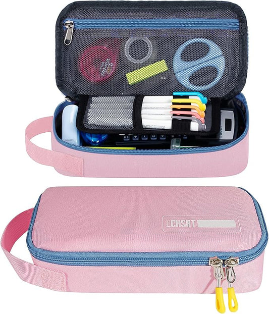 ECHSRT Large Pencil Case, Aesthetic Pen Pouch with Big Capacity, Minimalist Portable Stationery Bag with Handle for Office Organizer Aesthetic Pencil Cases