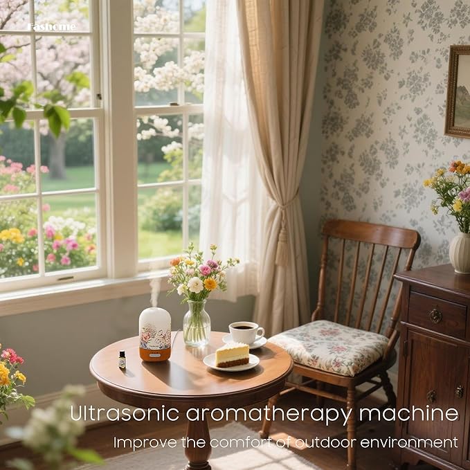 Essential Oil Diffuser with Vanilla Oil, 100ml Ultrasonic Aromatherapy Humidifier, 6 in 1 Scent Vaporizer with Timer and Auto-Off (Spring-Vanilla Oil)