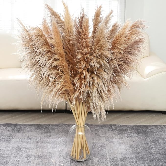 40" inch 12 pcs Natural Pampas Grass Decor Tall,Boho Home Decor,Pompas Grass,Dried Tall Pampas Grass for Wedding Floral Arrangements,Farmhouse,Party,Farmhouse,Wall,Bedroom Decor