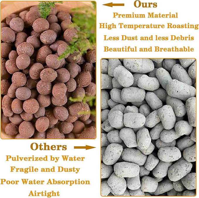 Legigo 7 LB Organic Leca Clay Pebbles for Plants, 4mm-16mm 100% Natural Leca Balls for Indoor Plants, Hydroton Clay Pebbles for Plants Hydroponic Aquaponics Growing Orchid Drainage Terrarium