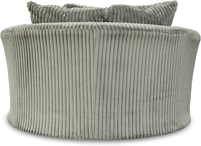 Signature Design by Ashley Lindyn Transitional Oval Tufted Upholstered Oversized Swivel Accent Chair, Gray