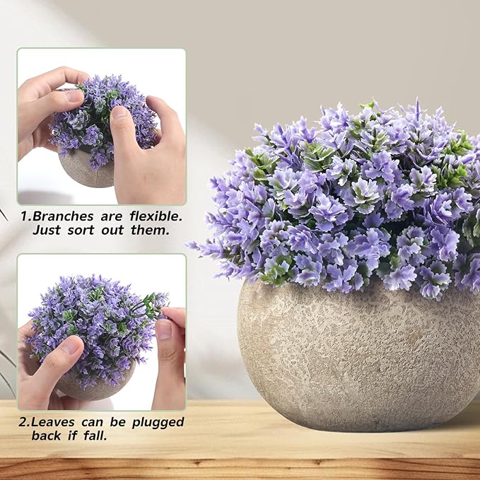 Mini Artificial Plants in Pots, Set of 4 Small Fake Plants for Home Decor Indoor, Realistic Greenery Faux Potted Plant for Office Desk, Bathroom, Shelf, or Table Decoration