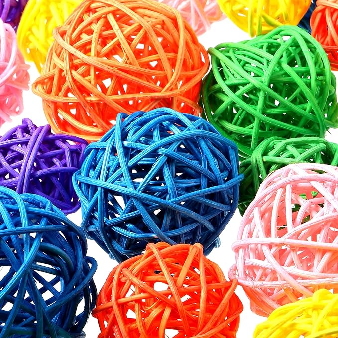 Patelai 36 Pcs Wicker Rattan Balls Decorative Balls for Vase Centerpiece Bowls Orbs Filler for Home Decor,4 Sizes(Multicolored)