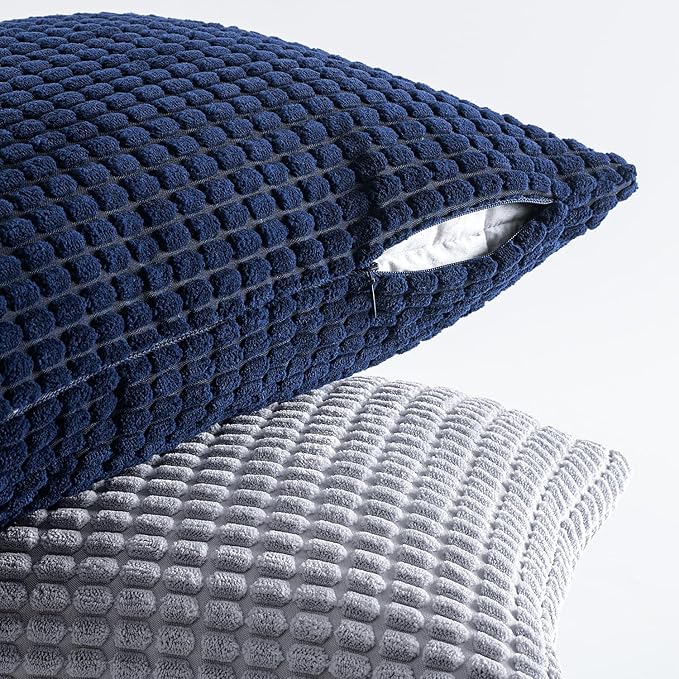 MIULEE Blue Decorative Lumbar Pillow Covers 12x20 Inch Set of 4 Boho Western Farmhouse Home Decor Couch Throw Pillows Summer Coastal Corduroy Pillowcases Industrial for Sofa Living Room Bed