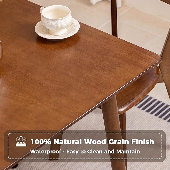 DELAVIN 29.5" Solid Wood Dining Table, Modern Small Dining Table, Square Farmhouse Kitchen Table, Cafe Table for Living Room Dining Room, Easy Assembly, Walnut