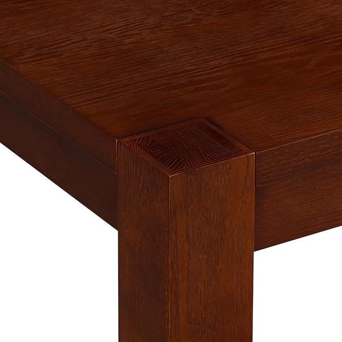 NTC Block 55 Inch Modern Farmhouse Dining Table, Rectangular Dinner Table for Dining Room, Living Room Furniture, Effortless Assembly, Dark Walnut