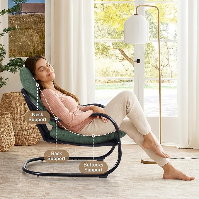 Peace nest Comfy Accent Chair Modern Living Room Bedroom Armchair with Mental Frame Comfortable Shredded Foam Cushion for Balcony Lounge Reading Meeting Room Green